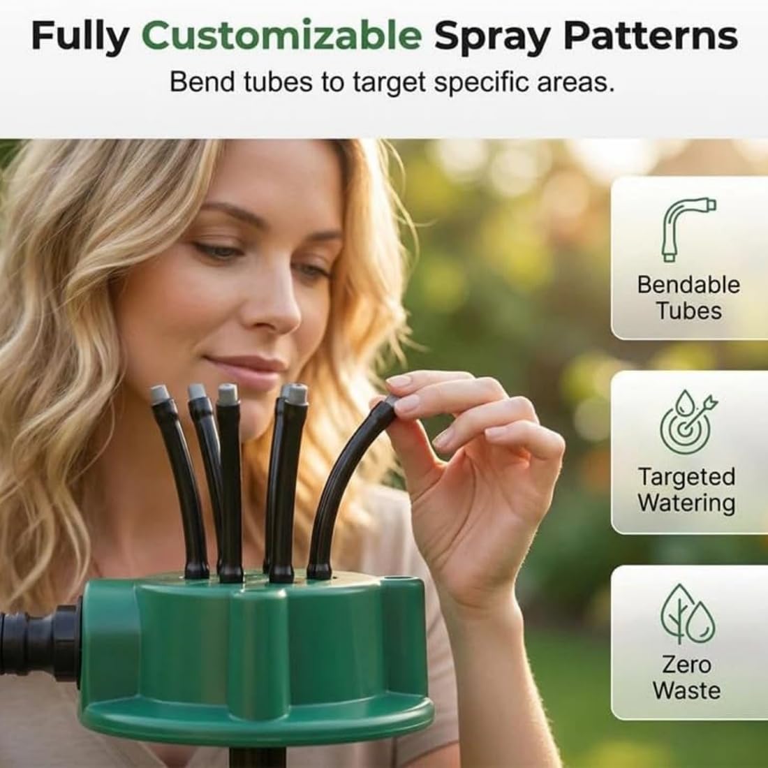 Irrigatore per Prato e Giardino con 12 Tubi Flessibili - Irrigatore Rotante a 360°, Sistema di Irrigazione di Precisione per Prati, Aiuole, Orto, Patio e Piccoli Giardini (5)