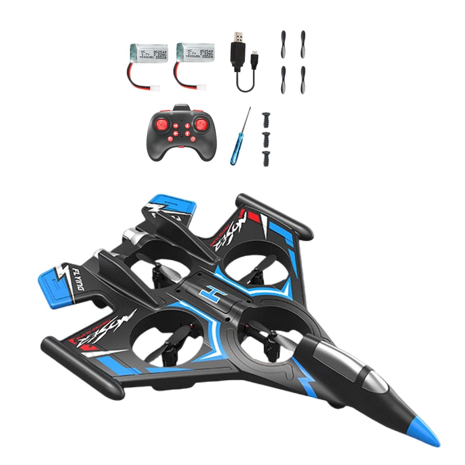 Avión RC de Espuma, Planeador de, a Prueba de Colisiones, Evita Obstáculos, Modelo de Avión de de Control Remoto de 2,4 GHz, Azul con 2 Batería