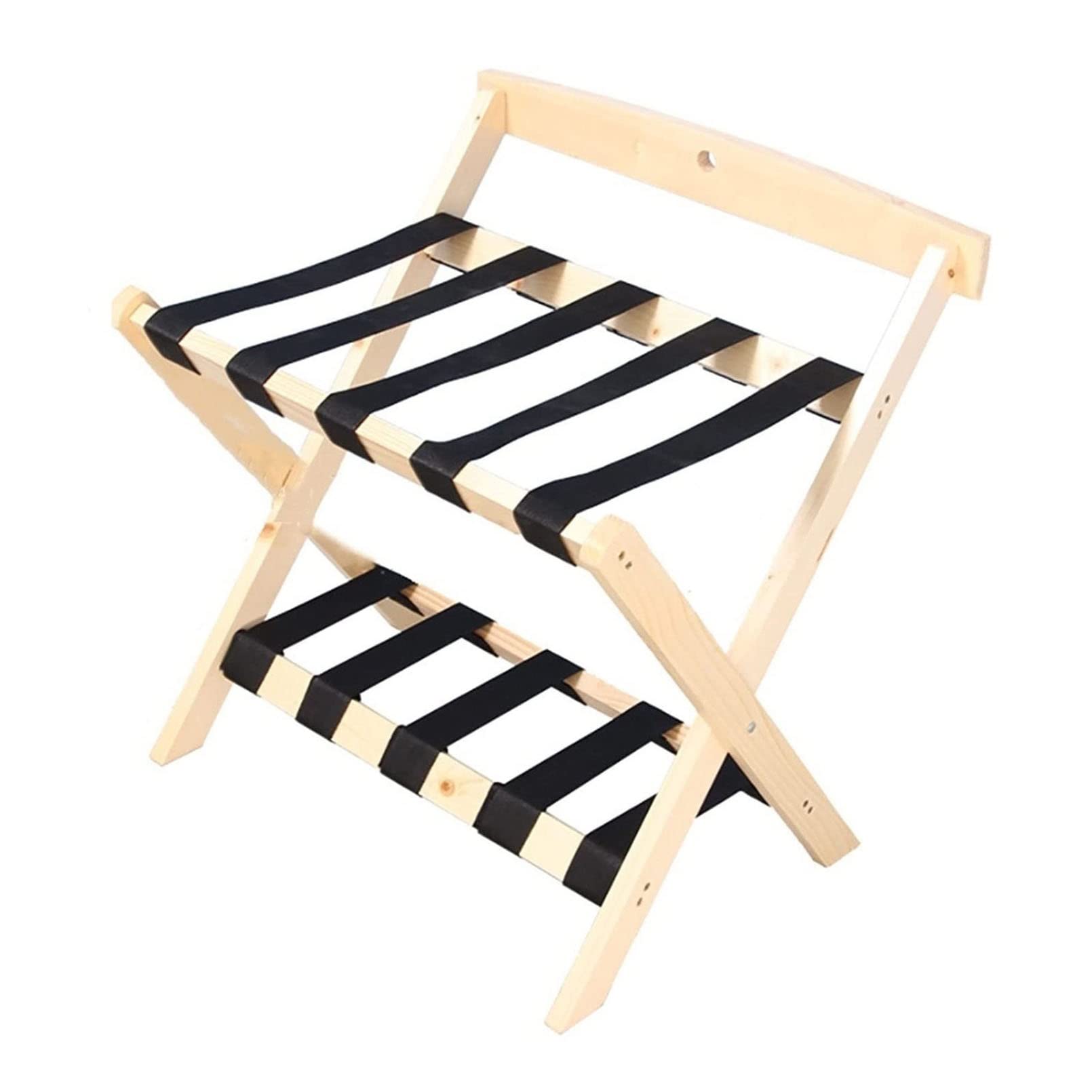 Porte-bagages en bois avec étagère jaune pour une chambre d'amis accueillante