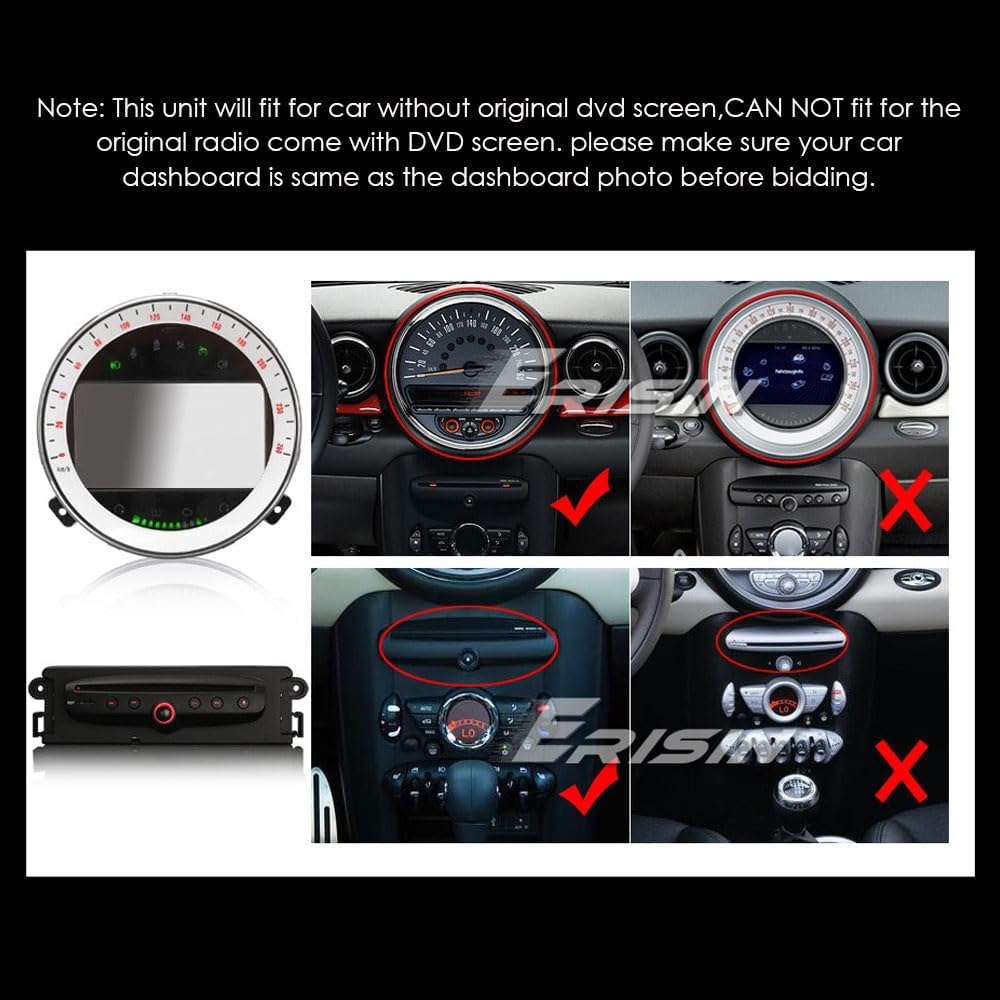 4Go+64Go 8 Core Android 14 Autoradio Stéréo Android Auto & Apple CarPlay pour BMW Mini Cooper R56 Countryman GPS pour Voiture DSP Bluetooth 5.0 WiFi Dab+ GPS Canbus CD DVD Écran Tactile