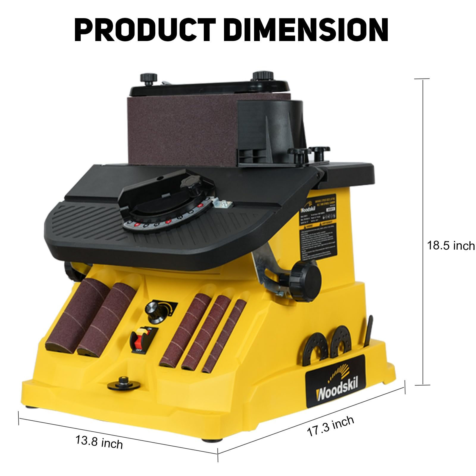 Correa oscilante de velocidad variable de 4 A y lijadora de husillo, correa de 4 x 24 pulgadas, 5 fundas de lijado, control de velocidad ajustable de 1000 a 1800 RPM para proyectos de carpintería,