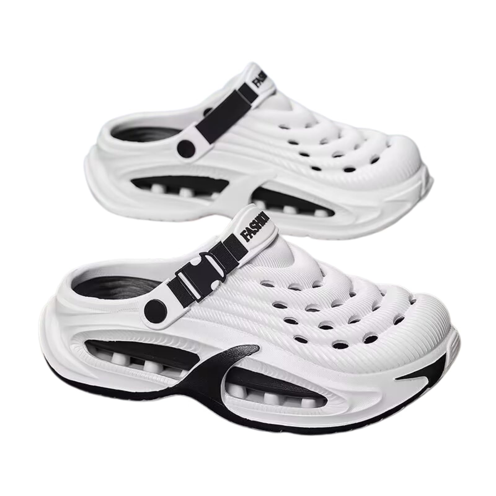 Ciabatte Uomo Uomini Techwear Orologi con Suola Vuota Futuristica Leggera Eva Giardino Scarpe Antiscivolo all-Terrain Sandali da Spiaggia All'aperto Pantofole d'Acqua-38-39-white