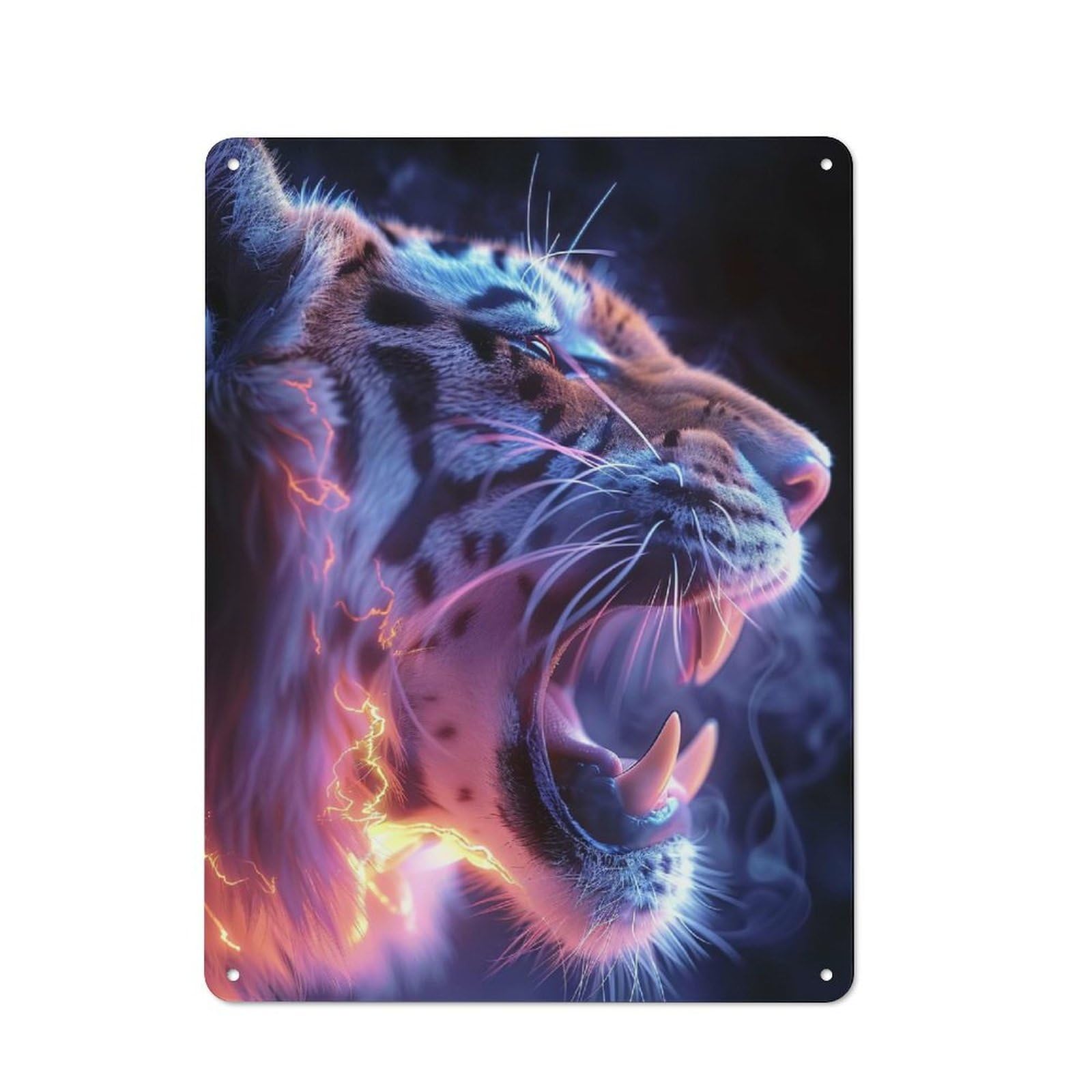 Junmoney Style-22 Retro Tin Sign 40X30cm Featuring Electric Tiger Roar For Workshop Wall, Gift For Makers And Diy Enthusiasts During The Christmas Season