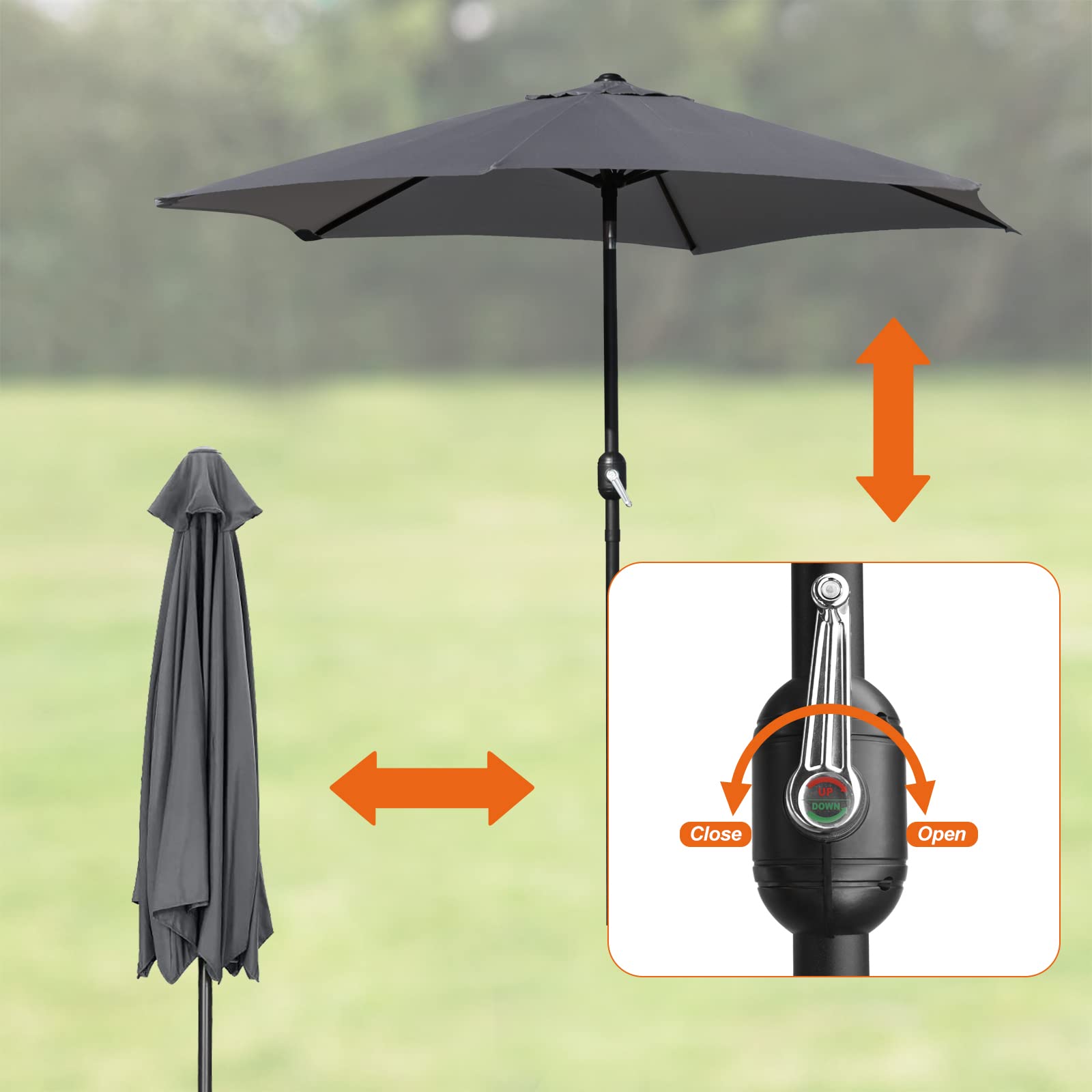 AreShark Terrassenschirm Mit Kurbel & Neigung – 2,5 M, UV 50+, Apfelgrün, Für Garten & Pool