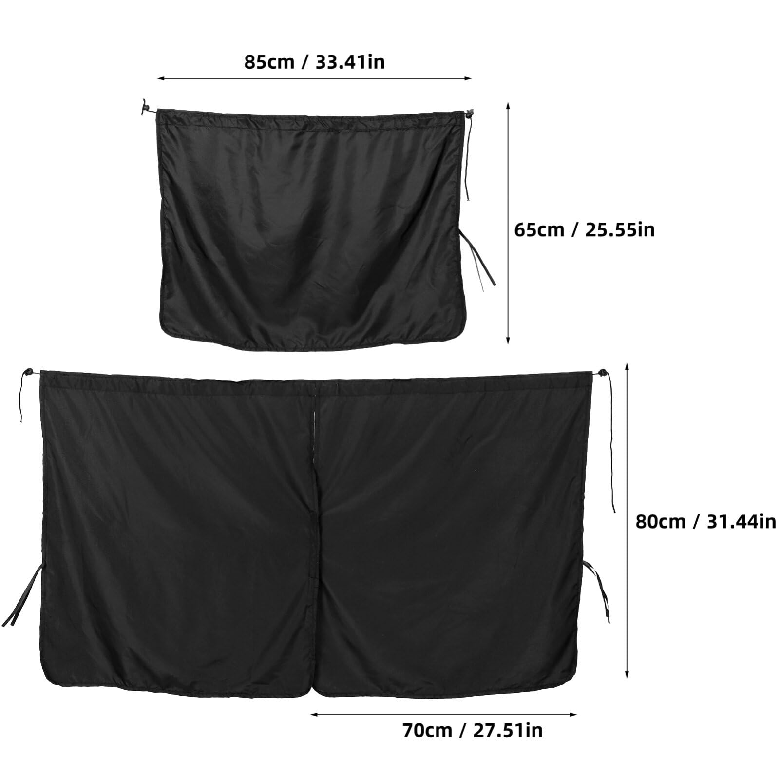 Cortina Trasera para Coche 3 Piezas Negro Poliéster Parasol