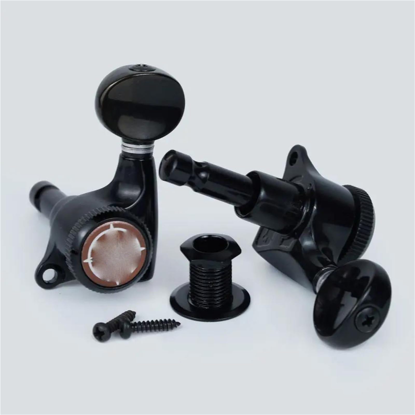 Clavijeros Bloqueo 1:18 Gear Ratio Mini Afinadores De Guitarra Con Bloqueo Oval Negro