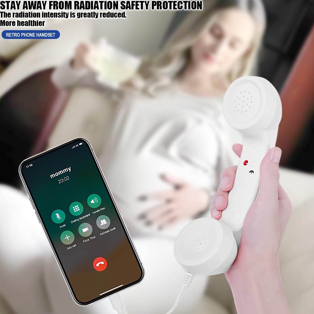 Kyduu Auricular telefónico Retro y Vintage, Receptores telefónicos Retro, Receptor de teléfono Retro como Auricular, Teléfono Retro Auricular Vintage para Celulares para móvil, Tablet (Blanco) — view 2