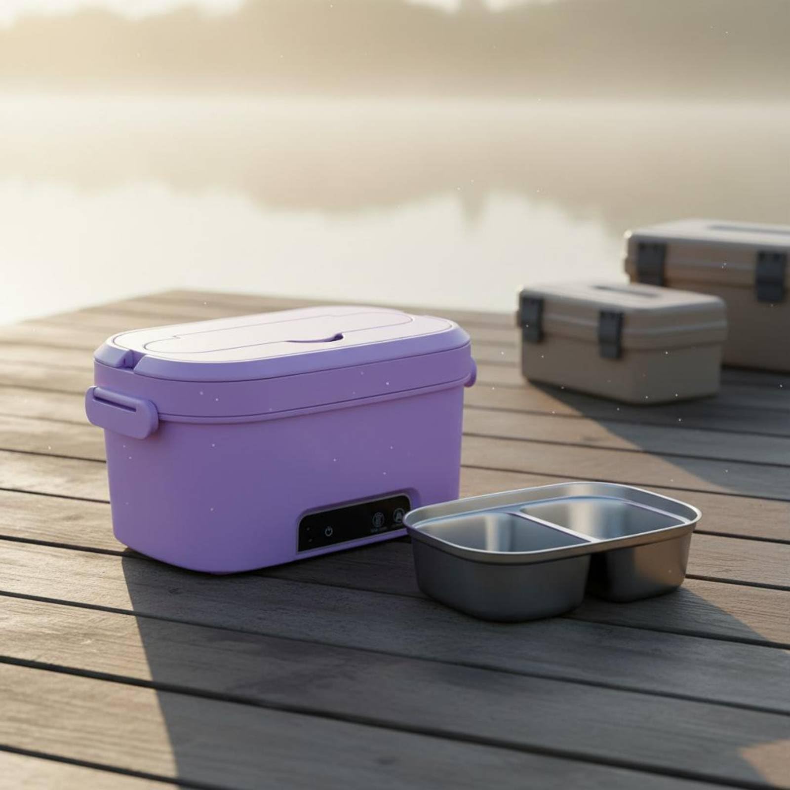 Contenitore Termico Pasti Scaldavivande Elettrico Portatile Pranzo Box Contenitore Riscaldante Lunch Box Cordless Camera Alimenti Alimentare Doppio, Array, Rosa Ciliegio