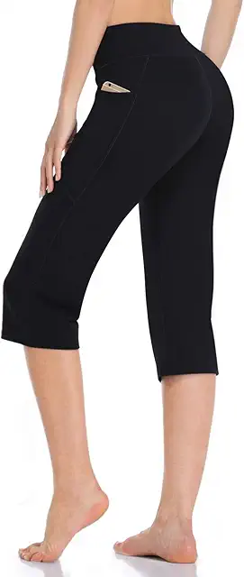 Women's Yoga Capri Pants with Flare Bootcut Design and Side Pockets