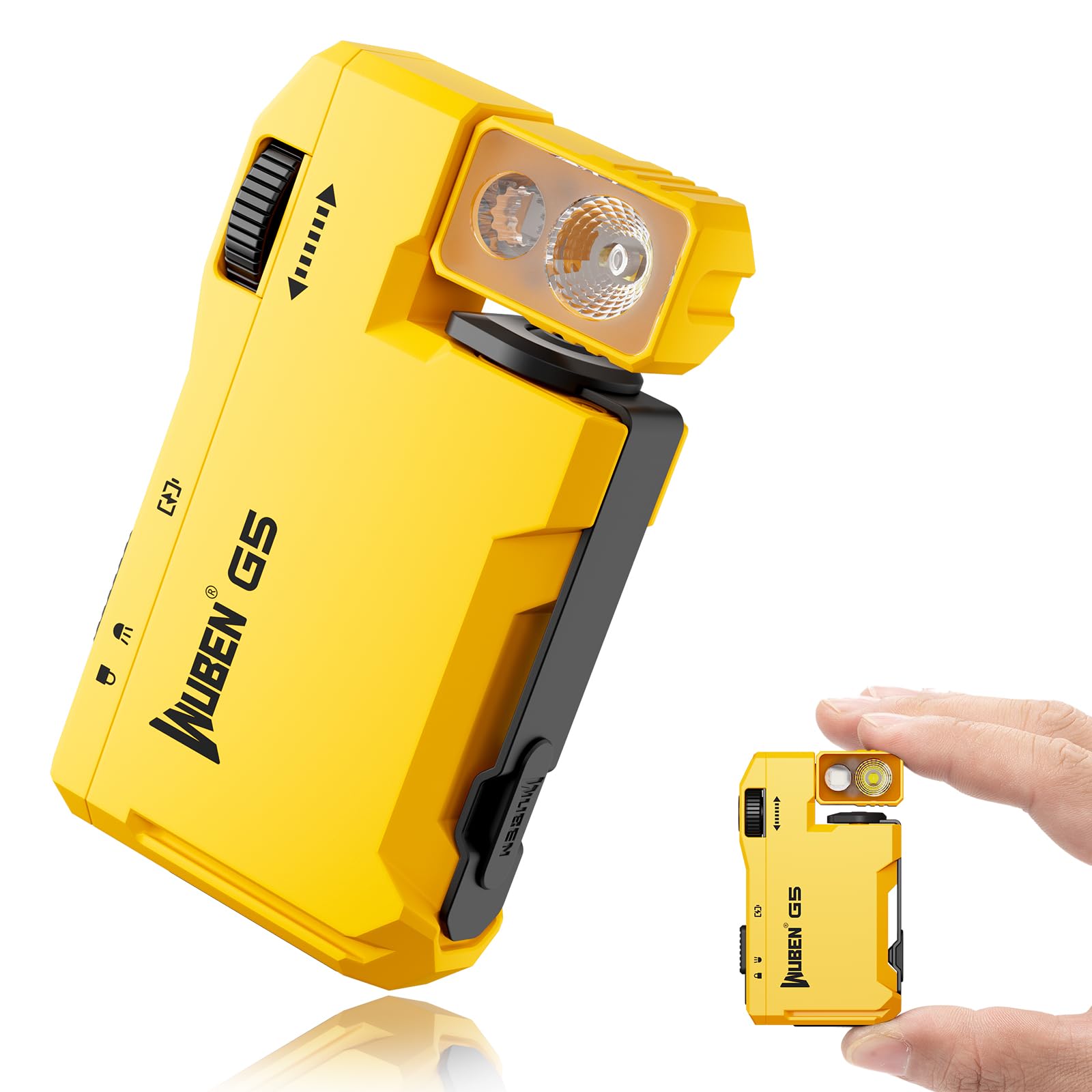Wuben Yellow G5 Edc Rechargeable Flashlight, 400 Lumens Rgb Dual Light Source Mini Magnetic Keychain Flashlight, Portable Pocket Light For Camping Hiking Home Emergencies (Yellow)