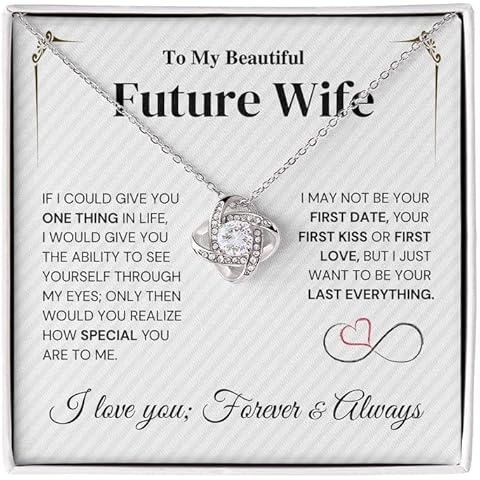 Awesomesons Future Wife Gift - My Last Everything - Love Knot Necklace (Love Knot Necklace, 14K White Gold Finish - Standard Box) Cover