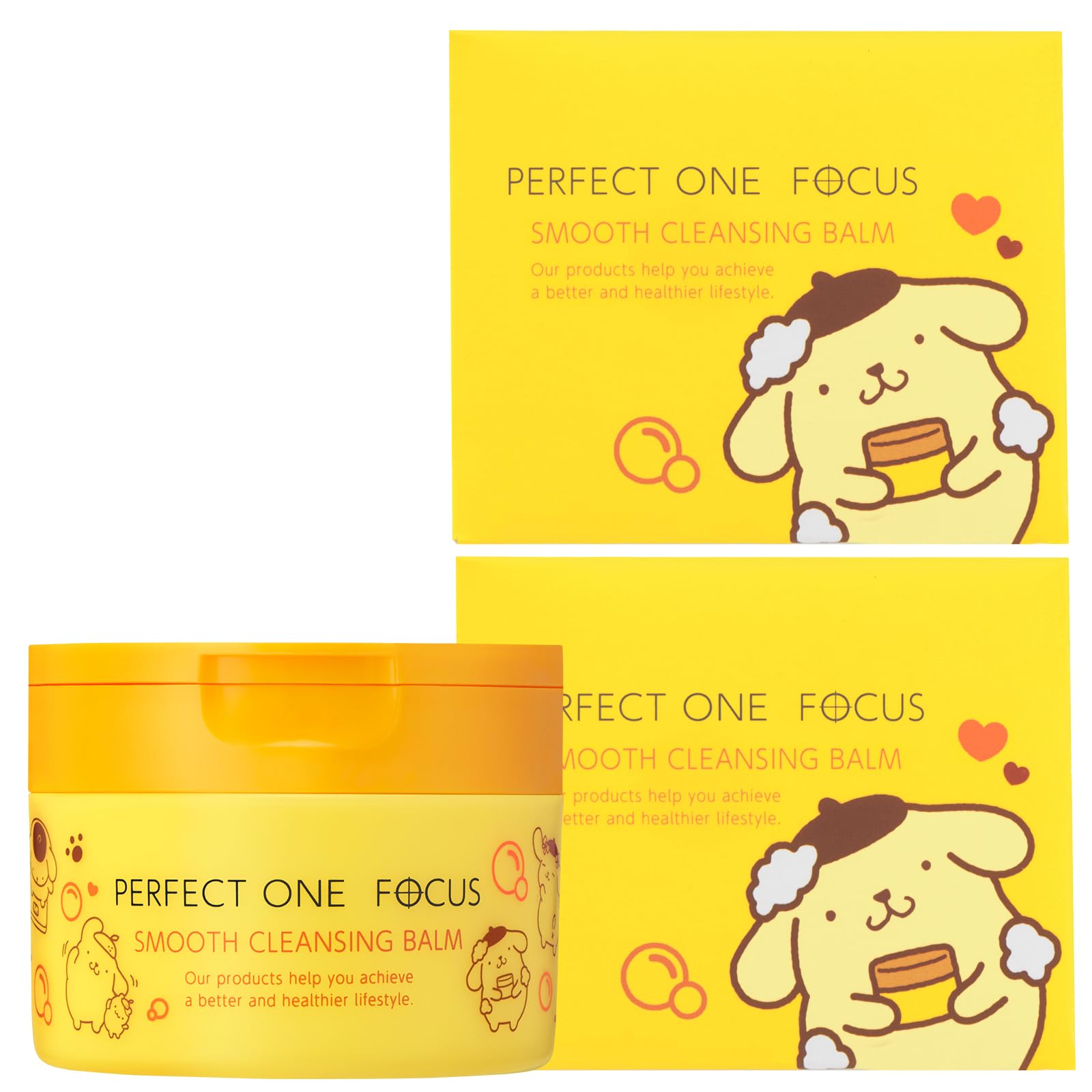 パーフェクトワンフォーカス(PERFECT ONE FOCUS) スムースクレンジングバーム 毛穴 黒ずみ 角栓 メイク落とし W洗顔不要 マツエクOK ビタミンC 保湿 75g （【リニューアル前】ポムポムプリン限定デザイン（2個））