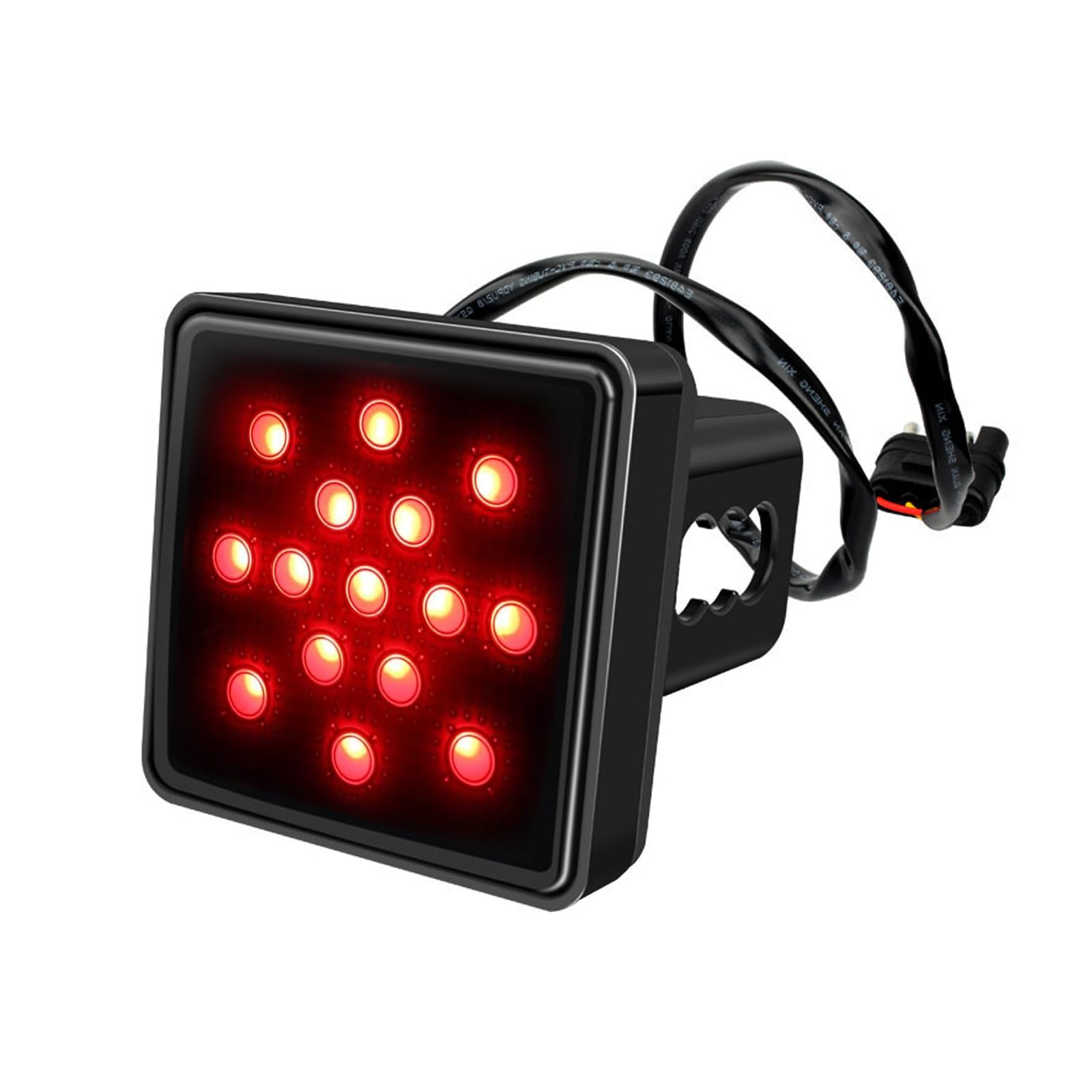 Brake Light Trailer Hitch Cover, 12 V Super Bright Square Tail Light, Towing Hitch Lighting Accessories Fits 2" Receiver, Universal for Towing Truck RV and SUV (Black)