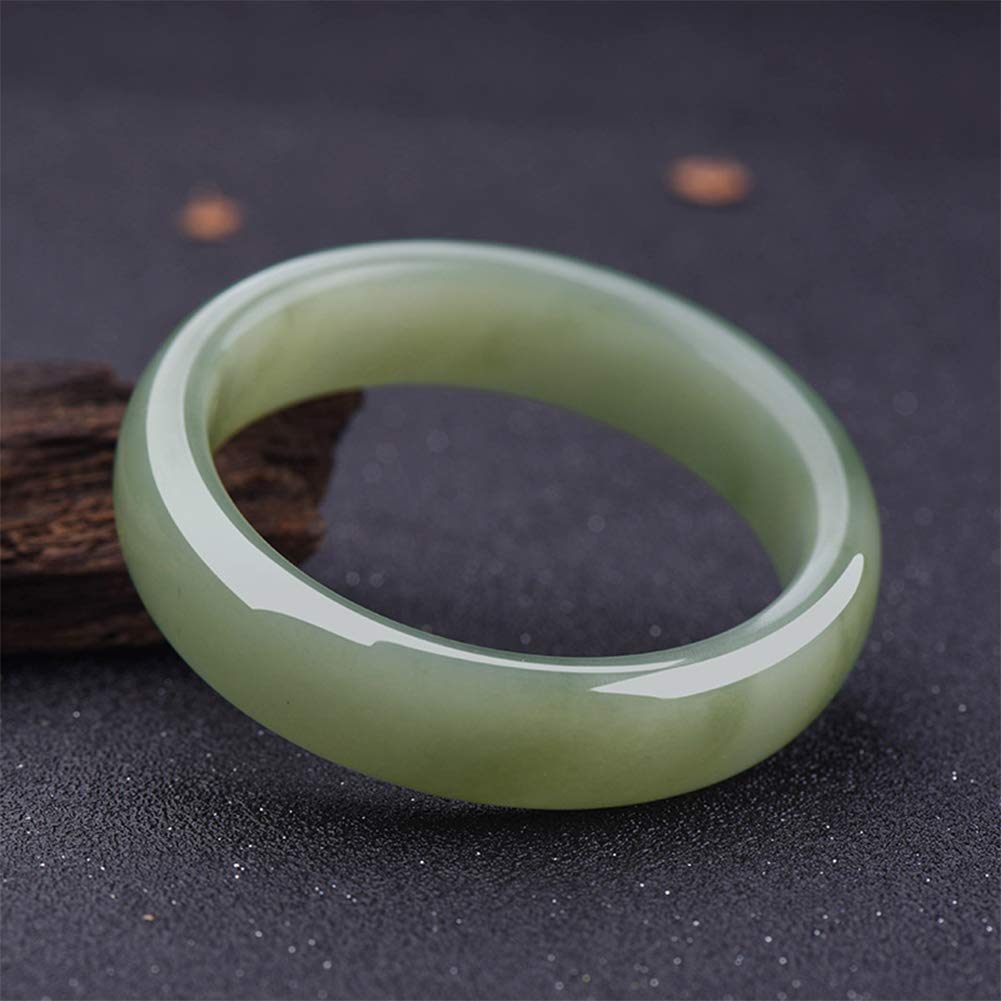 Brazalete de Jade Verde Natural Pulsera Hecha a Mano de Jade Pulido Accesorios de Joyería de Encanto de Mujer, Grado A,58mm