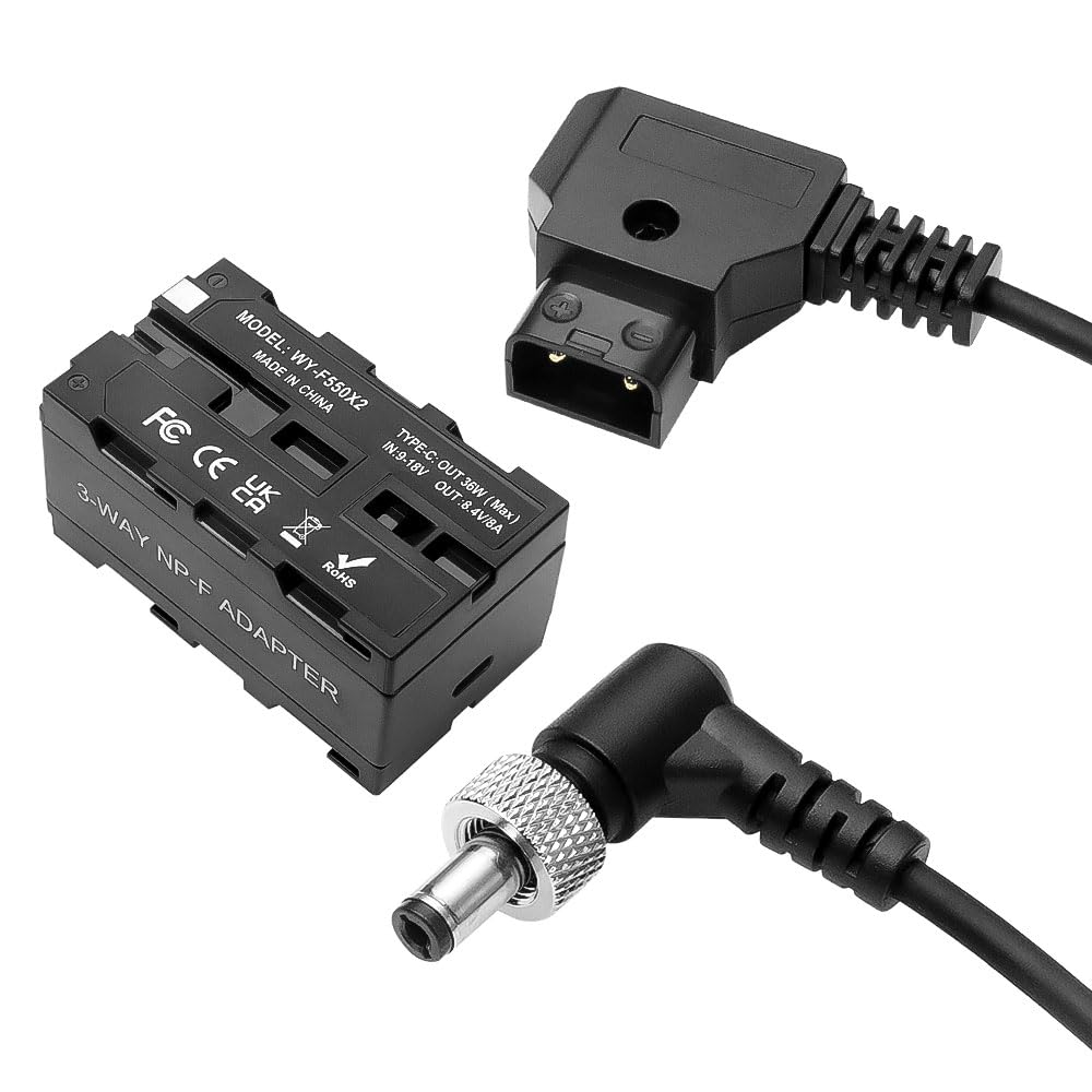 Alvin's Cables D-tap au câble double face batterie factice NP-F pour Atomos Ninja|Smallhd|Moniteur Feelworld,NP-F550|F570|F770 Adaptateur d'alimentation de batterie factice avec port de type C