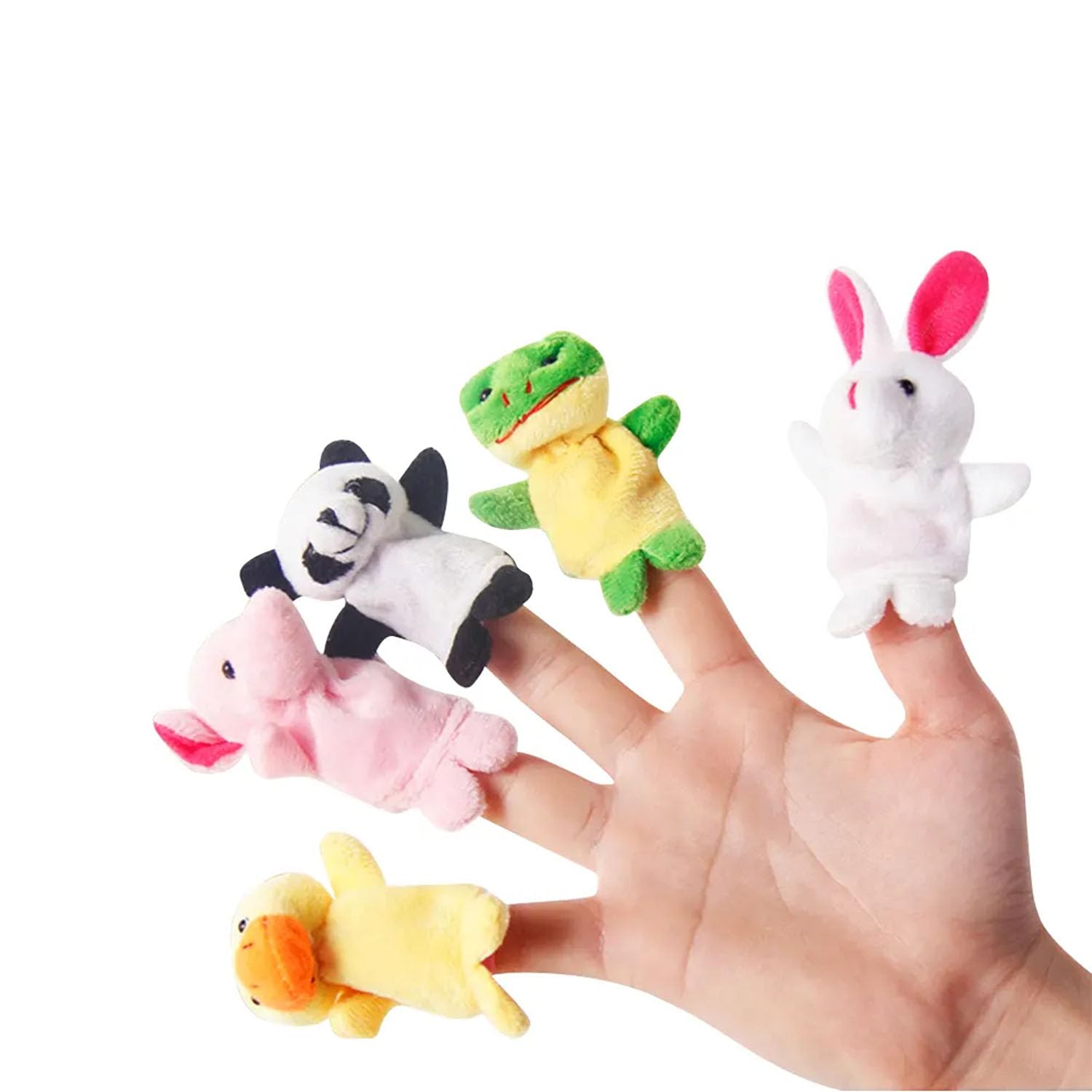 SHINETOY 5 Pcs Animal Finger Puppets Set - Soft Plush Velvet Animals Finger Puppet Toys for Kids, Mini Plush Figures Toy Assortment for Boys & Girls, Party Favors for Shows, Playtime School