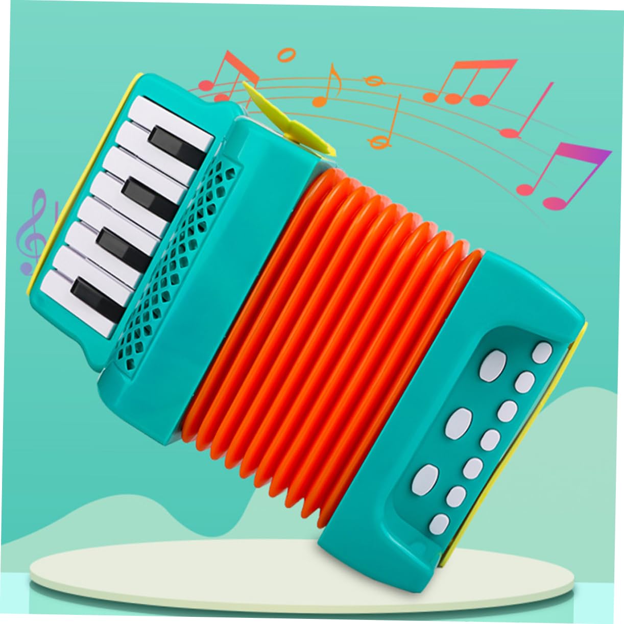 ibasenice Kinder Akkordeon Handgriff Musikinstrument Mit Cartoon Motiv Grünes Vorschulspielzeug Zur Frühkindlichen Und Handmuskeltraining