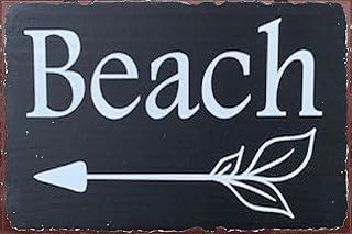 Beach Sign Directional Beach Arrow Signs Coastal Decor Wall Plaque For Vacation Homes Cottage Management Decor Sign For Home Living Room Bar Pub Farmhouse Bathroom Garden Wall Decores 8x12 Inch