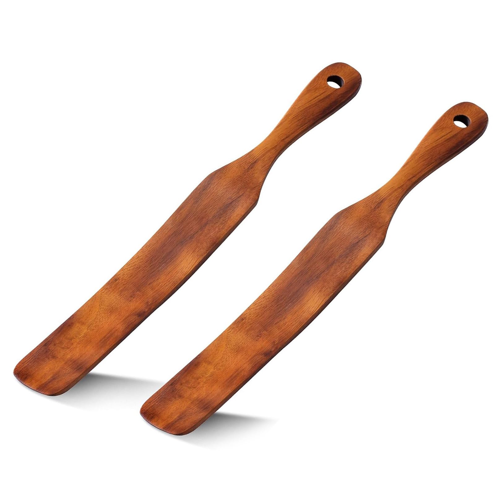 Qusinfc 2Pcs Natural Wooden Skinny Spurtle Shovel Spatula for Sourdough Starter & Baking Supplies, Dough Whisk Kitchen Utensils Kitchen Tool