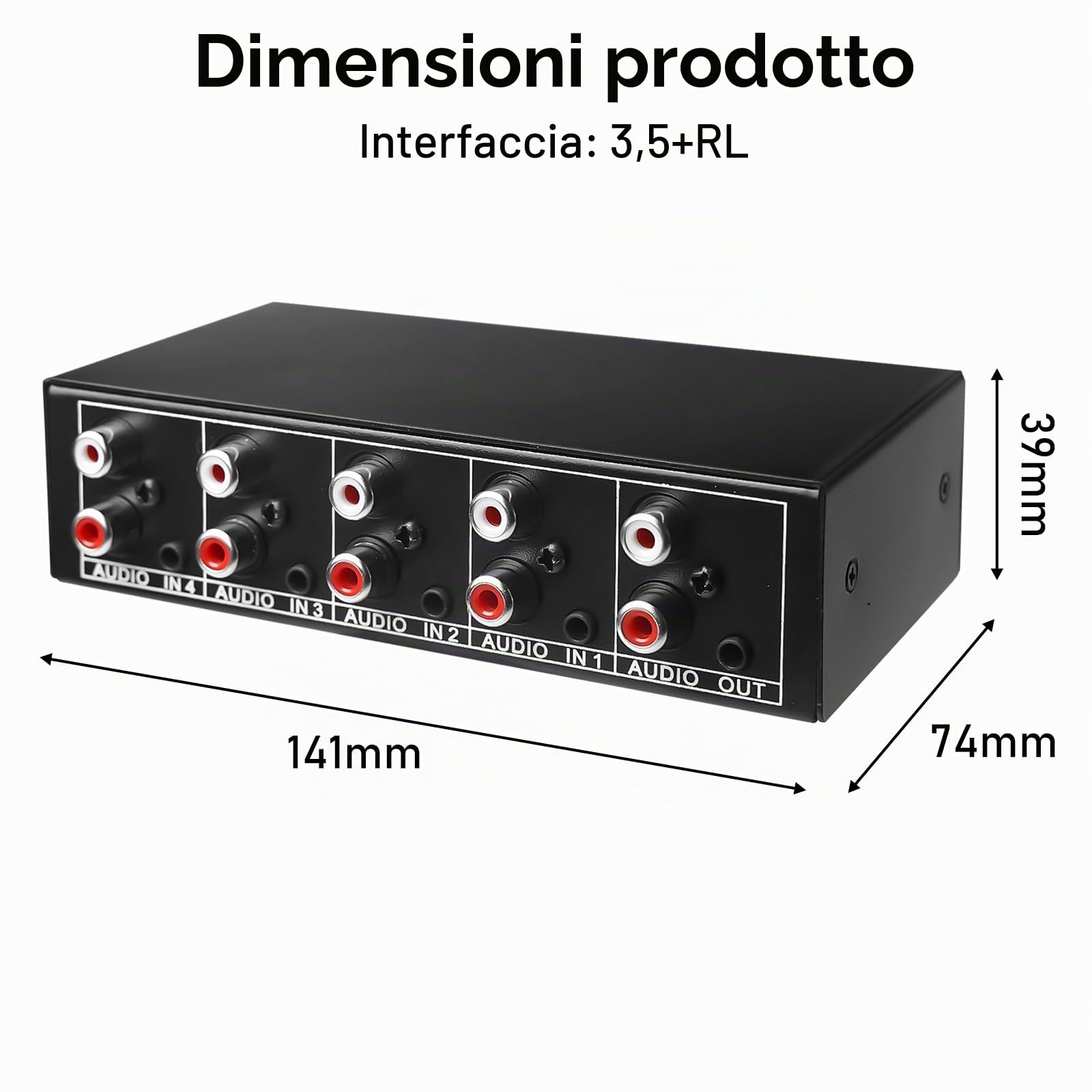 Interruttore e commutatore 4 in 1 out, 3,5 Mm Aux + RCA L/R, bidirezionale, scatola di selezione audio, splitter audio video per cuffie