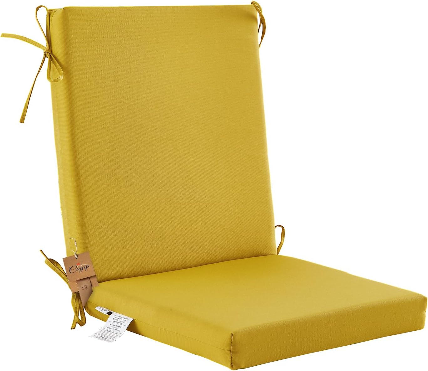 Outdoor Patio Dining Chair Cushion, High Back Chair Cushions with Removable Cover, Weather Resistant Indoor Chair Seat Cushion Deep, 42" L x 21" W x 3" H, 1 Count,Grass Yellow