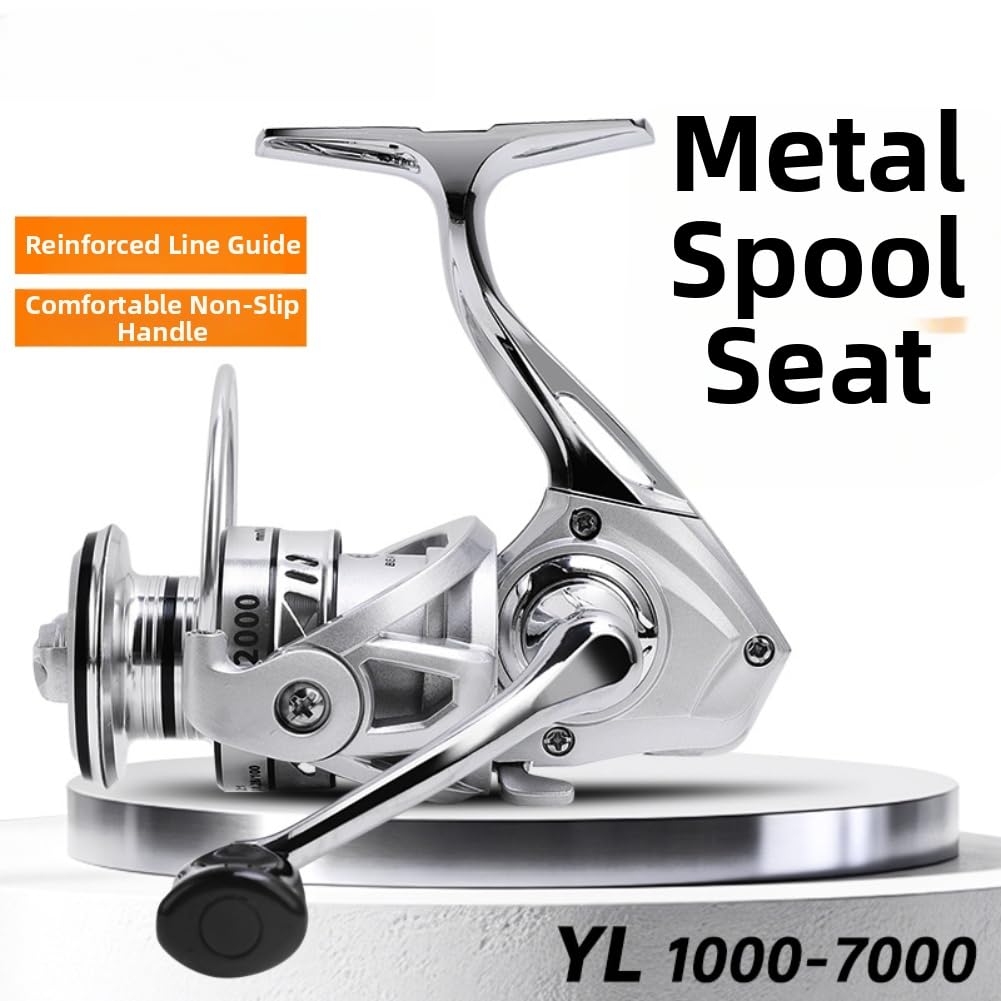 Lekki kołowrotek CNC metalowa szpula srebrna lekka rolka CNC | metalowy korpus, opór 10-20 kg, długa odległość odlewania, rama, trudne warunki