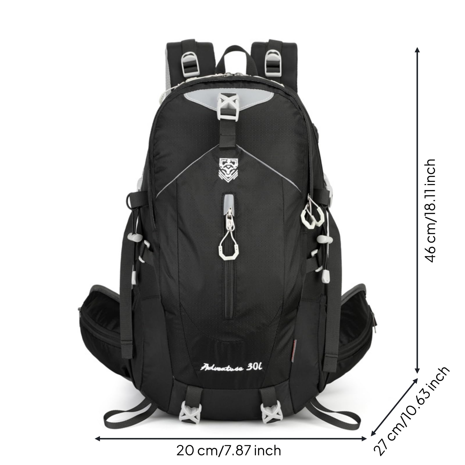 Zaino Escursionistico Imbottiti Zaino Grande Capacità Attrezzatura Outdoor per Escursione, Array, Nero