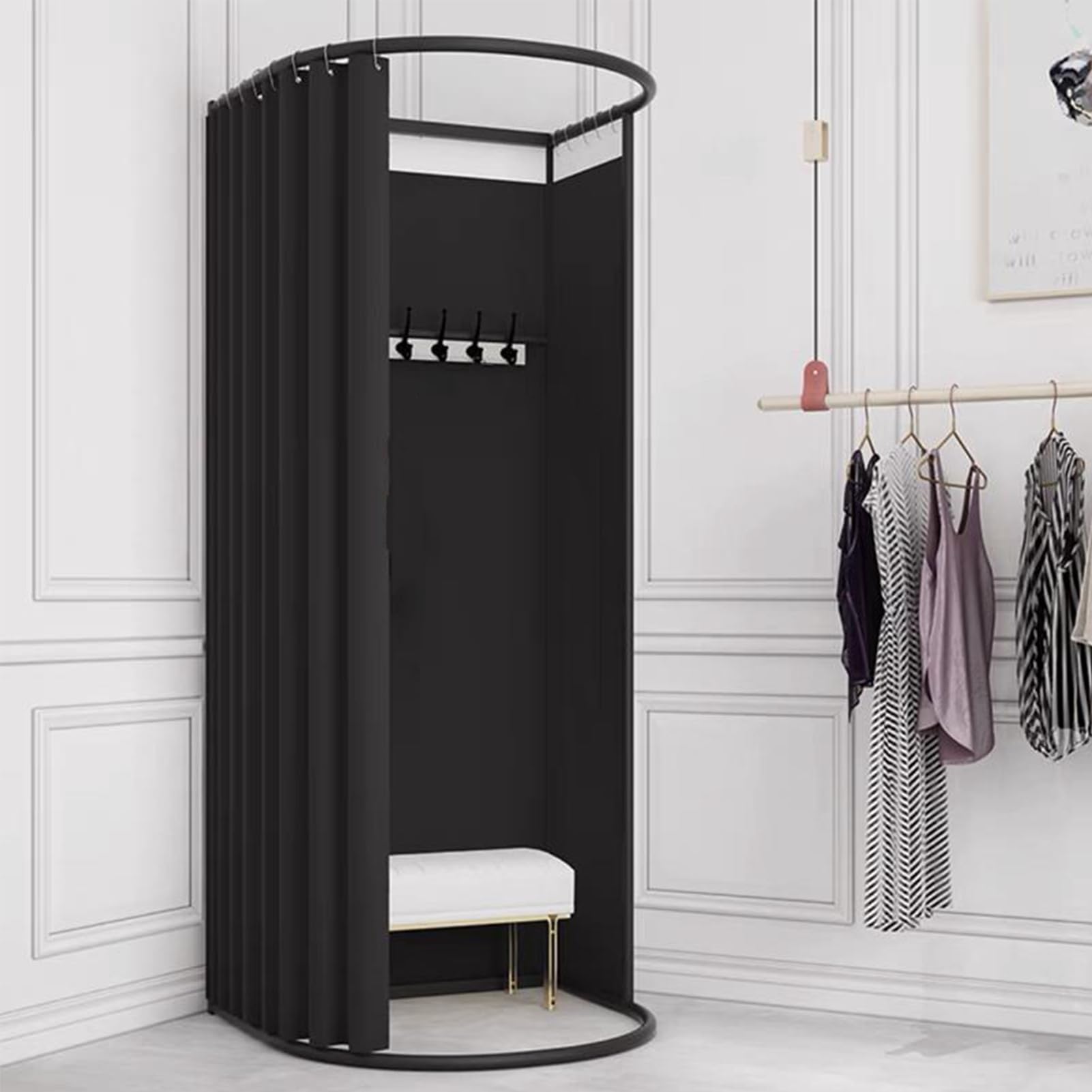 WUGCHDA Clothing Store Fitting Room, Portable Dressing Room for Boutique, Movable Changing Room with Shading Curtain, Temporary Mobile Prvacy