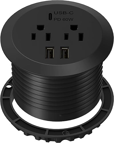 Miniatura 9 de TOPGREENER GaN Technology - Ojal de escritorio para MacBook, combinación de estación de carga USB tipo CA con 60 W PD (suministro de energía) y