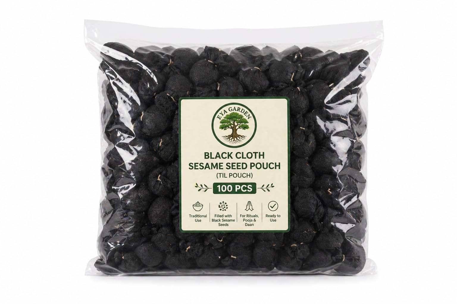Sesame Seeds Black Cloth Pouch Wicks (100 Pcs) | Ready to Use for Pooja, Daan & Rituals, TemplesSaneeswara Deepam/Pooja | EYA Garden-image-31