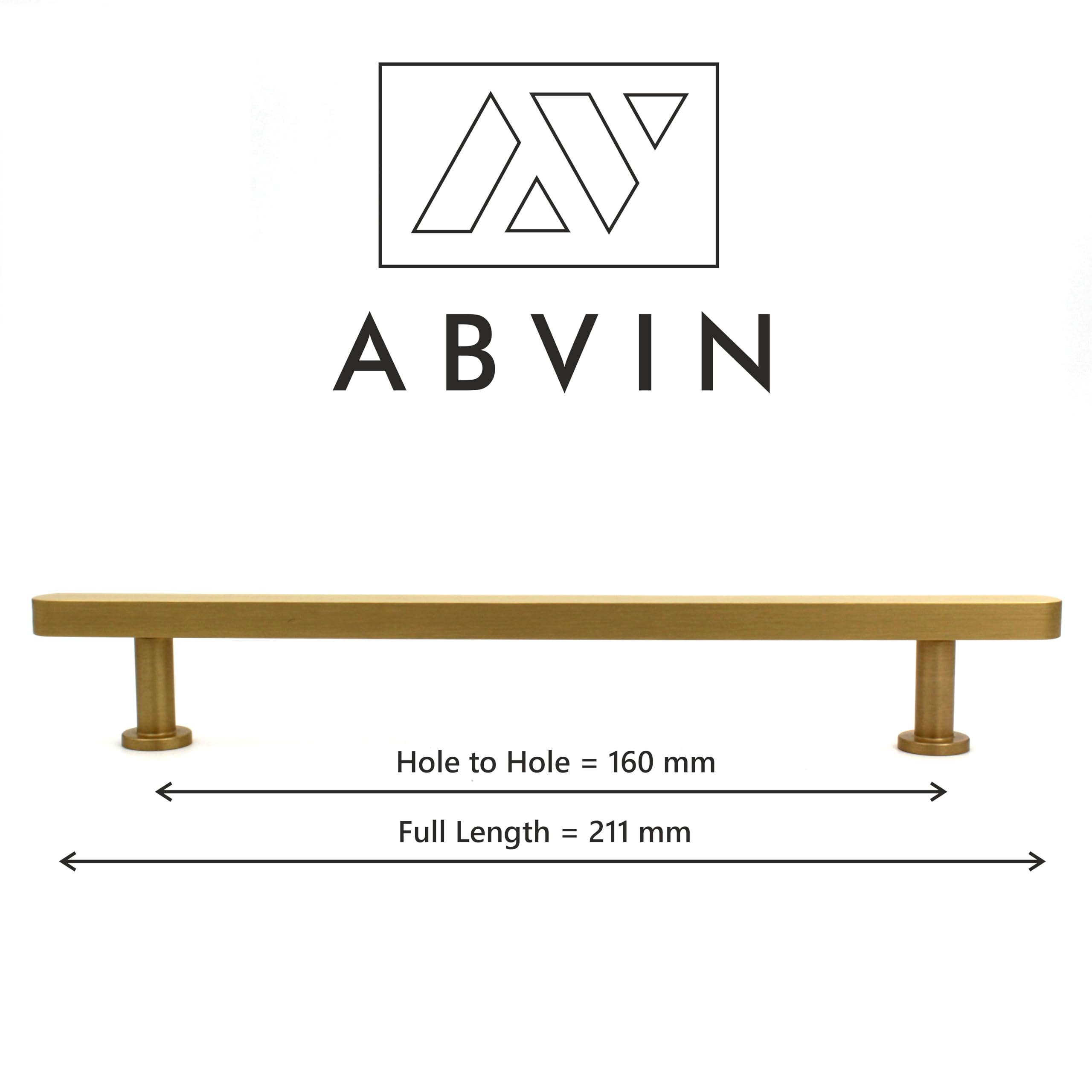 ABVIN Premium Solid Brass Cabinet Bar Pull Handles Matt Gold Furniture Hardware Drawers Kitchens Cupboard Door (5.7 inch) 2