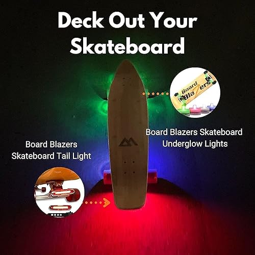 Miniatura 2 de Board Blazers Luces LED para monopatín con luz trasera, cambio de color, juego de 5 piezas para seguridad y estilo de conducción nocturna