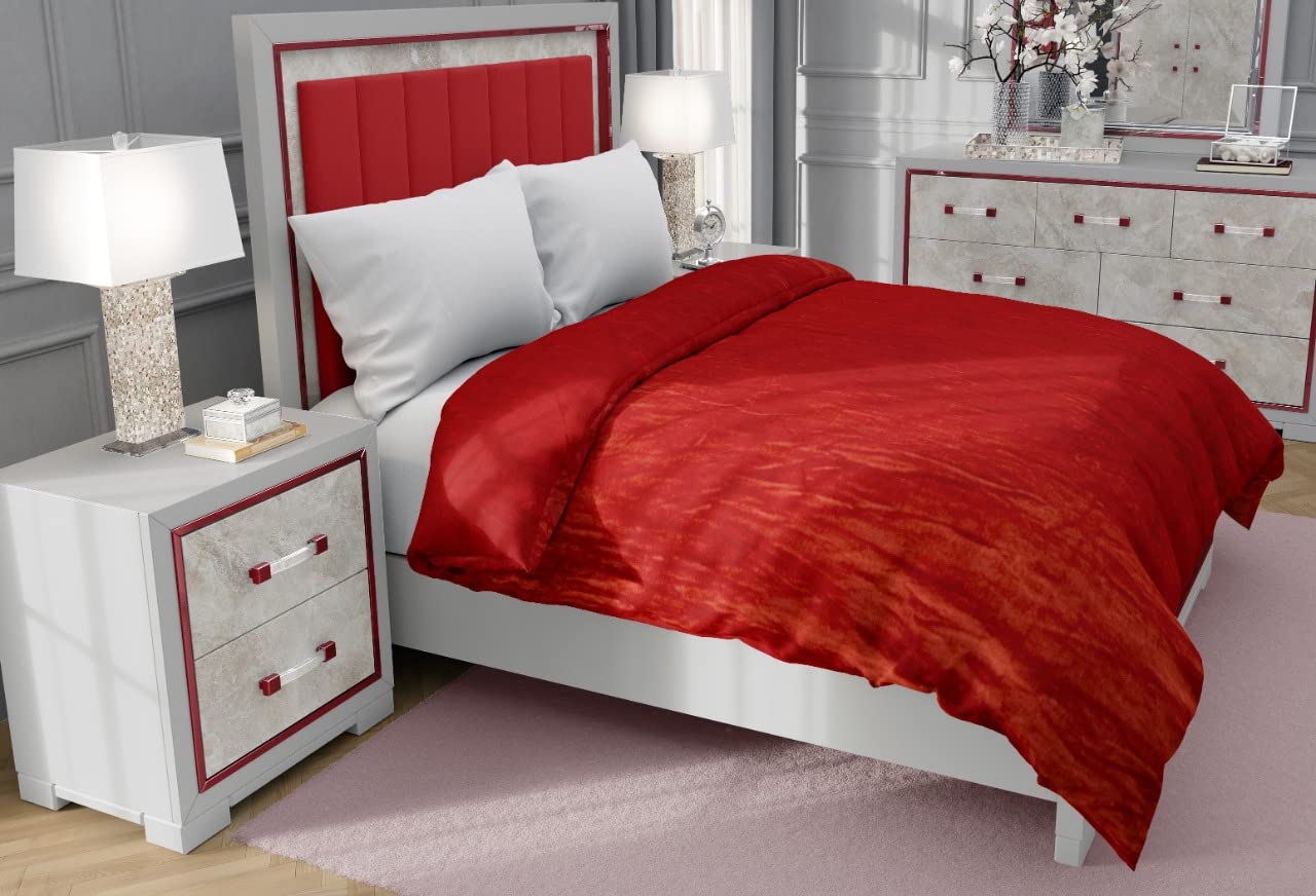 Super Soft Warm Flannel Fur/Razai Cover/Blanket Cover/Dohar/Duvet Cover for Double Bed with Closing Zipper with Beautiful Printed Design (90x100) Inches-Maroon-image-23