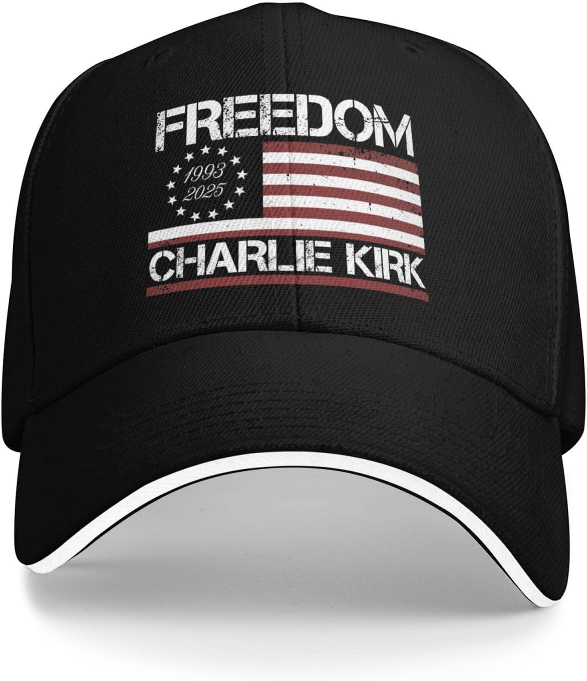 Hacxz Unisex Black Freedom Charlie Kirk Hat Rip Charlie Kirk Adjustable Trucker Cap For Men Women
