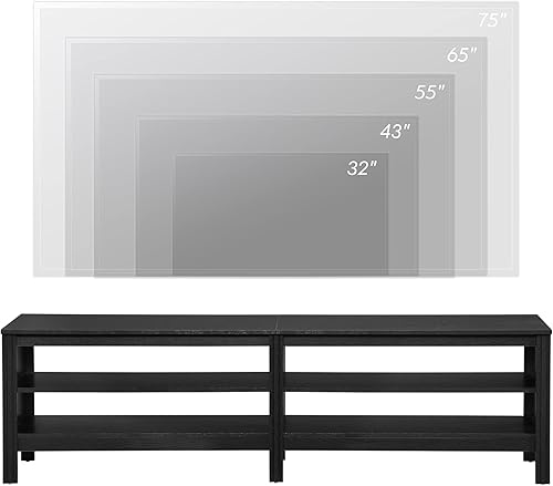 Miniatura 4 de WAMPAT Soporte de TV LED para televisores de hasta 80 pulgadas, centro de entretenimiento de madera para consola de TV de 75 pulgadas con