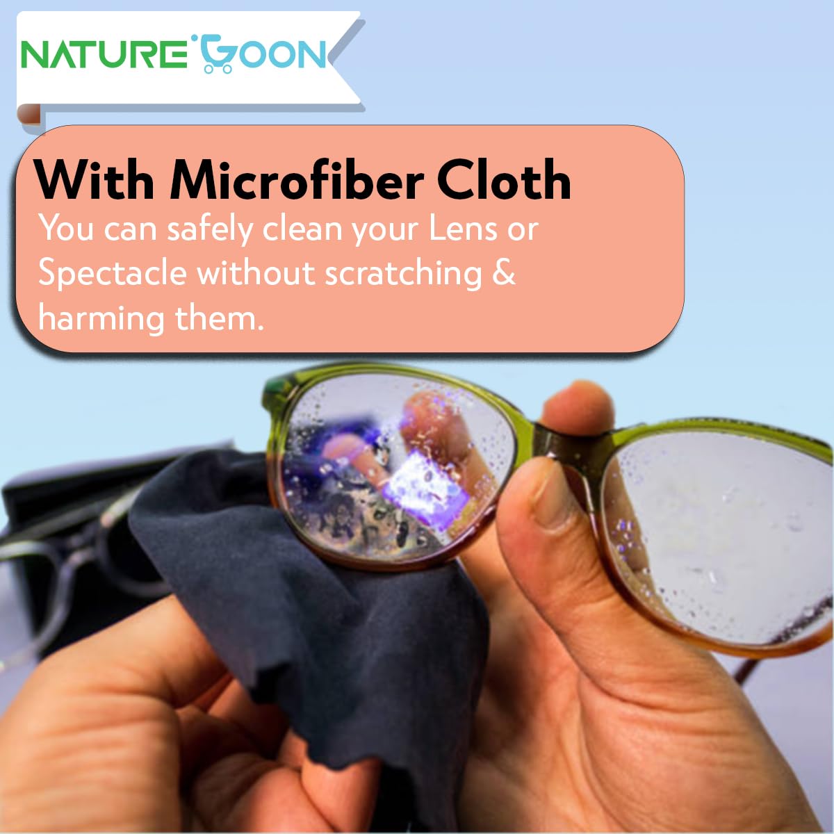 Naturegoon Lens Cleaning Solution with Microfibre Cloth 100ml(Pack of 2) | Perfect Lens Cleaner for Spectacles, Eyeglasses, Sunglasses |Alcohol Free (Pack of 2) 2
