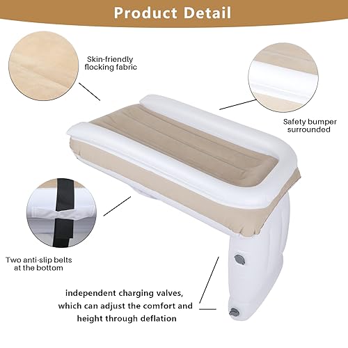 Miniatura 4 de Shenglong Cama inflable de avión para niños, cama Flyaway para niños, cama de viaje para niños, colchón de aire para bebé, extensor de asiento de