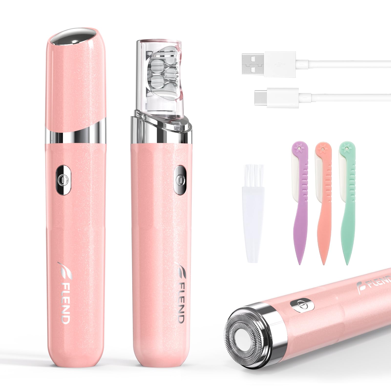 Facial Hair Remover for Women 2-in-1 Epilator for Women with LED Light USB Rechargeable Portable Electric Epilators Painless