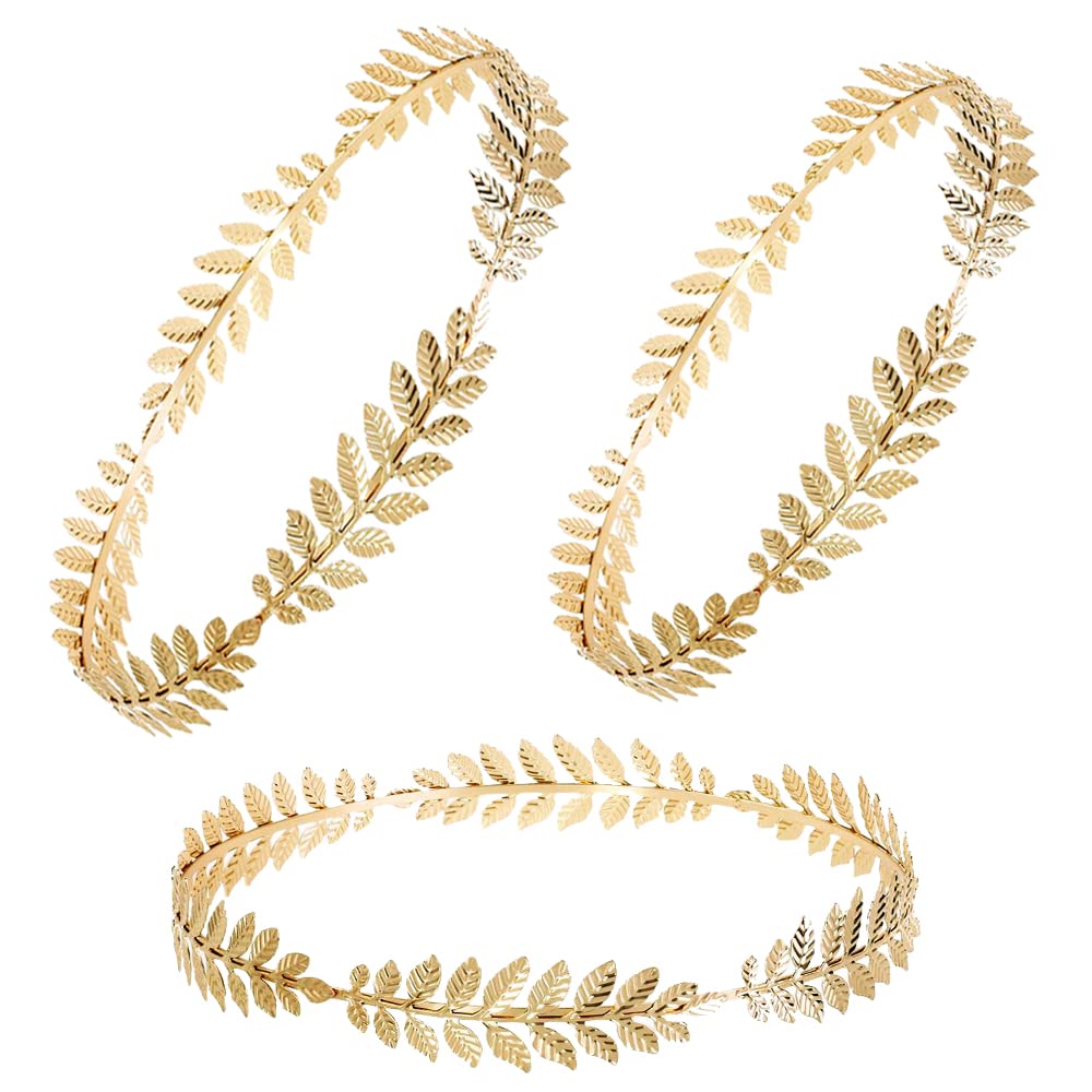 Tkocisa3 Pack Roman Laurel Leaf Crown Tiara Greek Leaf Headband, Roman Head Wreath Leaf Crown Goddess Costume Accessories for Girls Women Halloween Party Decorations Accessories