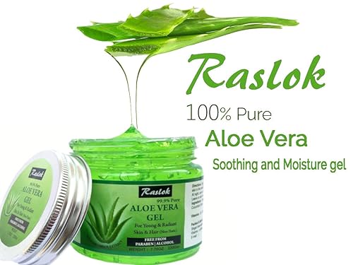 Miniatura 2 de Raslok Gel de aloe vera puro y orgánico natural para hidratar la piel y el cuidado del cabello (pepino, 7.76 onzas)