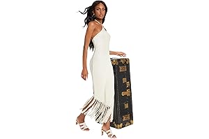Women's Asymmetrical Fringe Hem Sleeveless Bodycon Party Long Dress