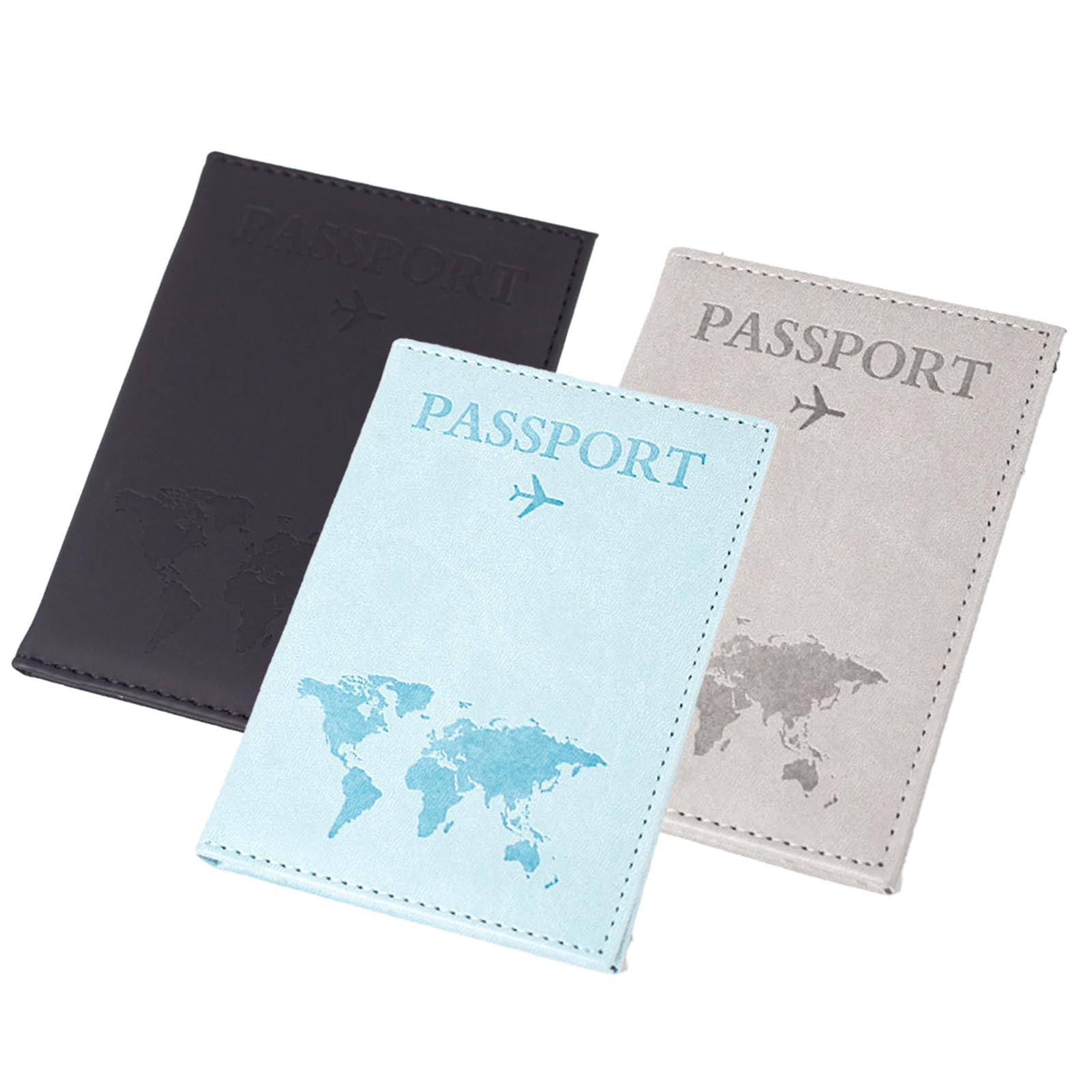 NCZCDZSW Reisepasshülle 3 Stücke Passport Hülle PU-Leder Verschleißfest Passport Cover Passport Wallet Passport Holder Reisepasshüllen Pass Hülle Reisepass für Reisepässe Kreditkarten Personalausweise