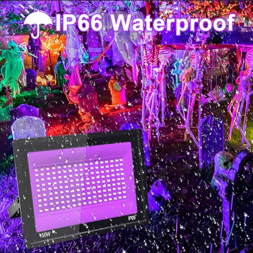 150W LED Schwarzlicht Strahler, IP66 UV Schwarzlicht Fluter, 395-400nm LED UV Strahler, UV Licht mit Schalter Für Halloween Dekorationen, Party Deko, Weihnachten, Neon Glühparty, Körperbemalung