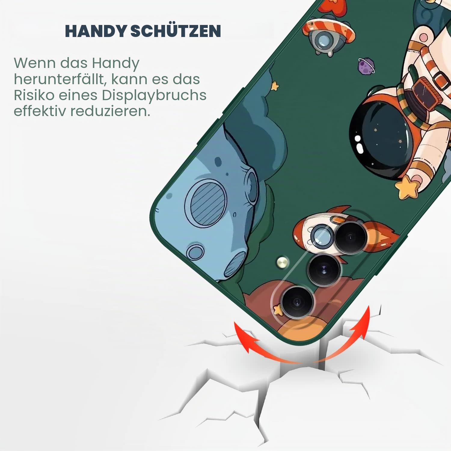 LEECG für Samsung Galaxy A54 5G Hülle Anti Rutsch Flüssig Silikon Weich Schutzhülle Hülle für Samsung A54 5G-Astronaut Grün