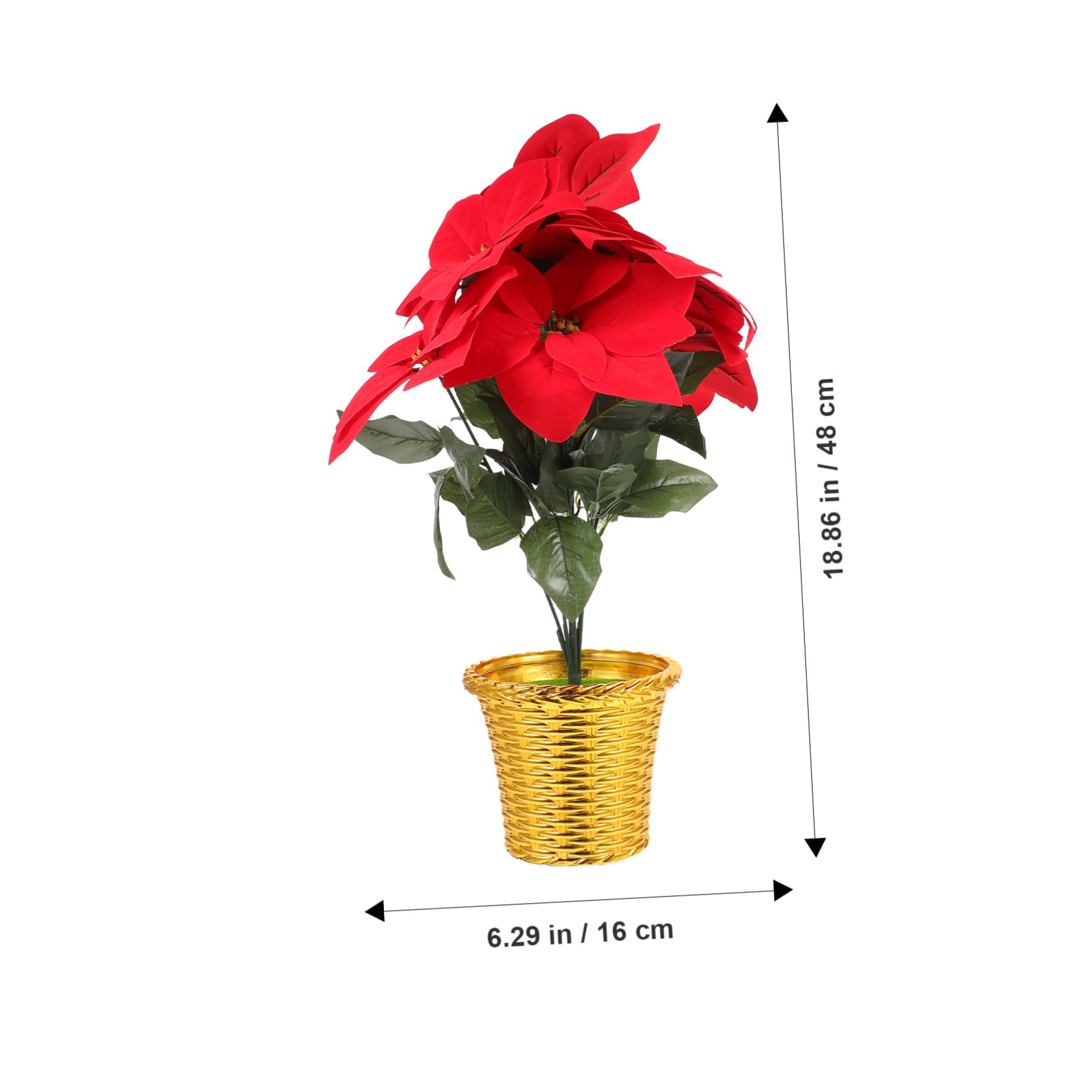 ULTECHNOVO Flor de Pascua Navideña Artificial en Maceta Roja de Tela, sin Mantenimiento ni Luz Solar, Adecuada para Adorno de Navidad y Hogar Flores Vívidas y Abundantes