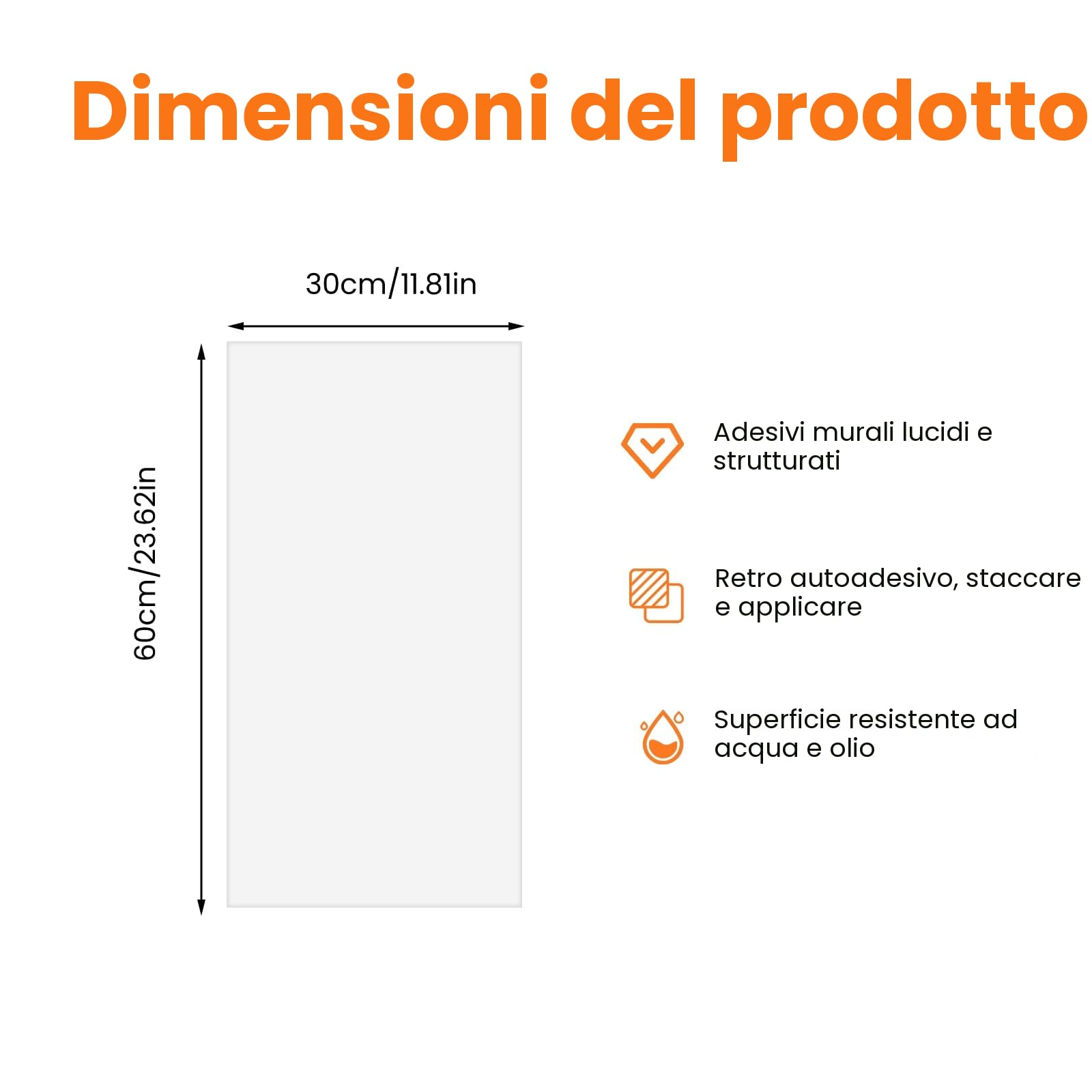 Pannello da parete autoadesivo, 10 pezzi, effetto marmo, 60 x 30 cm, in PVC, impermeabile, resistente all'olio, per cucina, bagno, soggiorno (tipo H)
