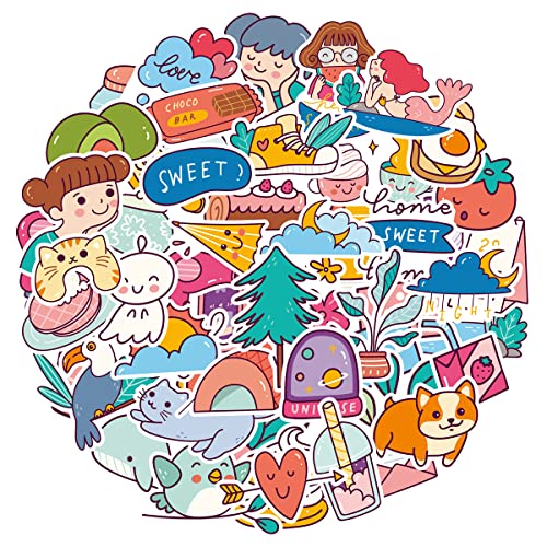 MARSFORCE Vsco Kawaii stijl stickers, schattige waterdichte vinyl stickers voor laptop, waterflessen, skateboard, bagage, auto, motorfiets, fiets, gitaar, PS4, koffer, scrapbook, mobiele telefoon pad,