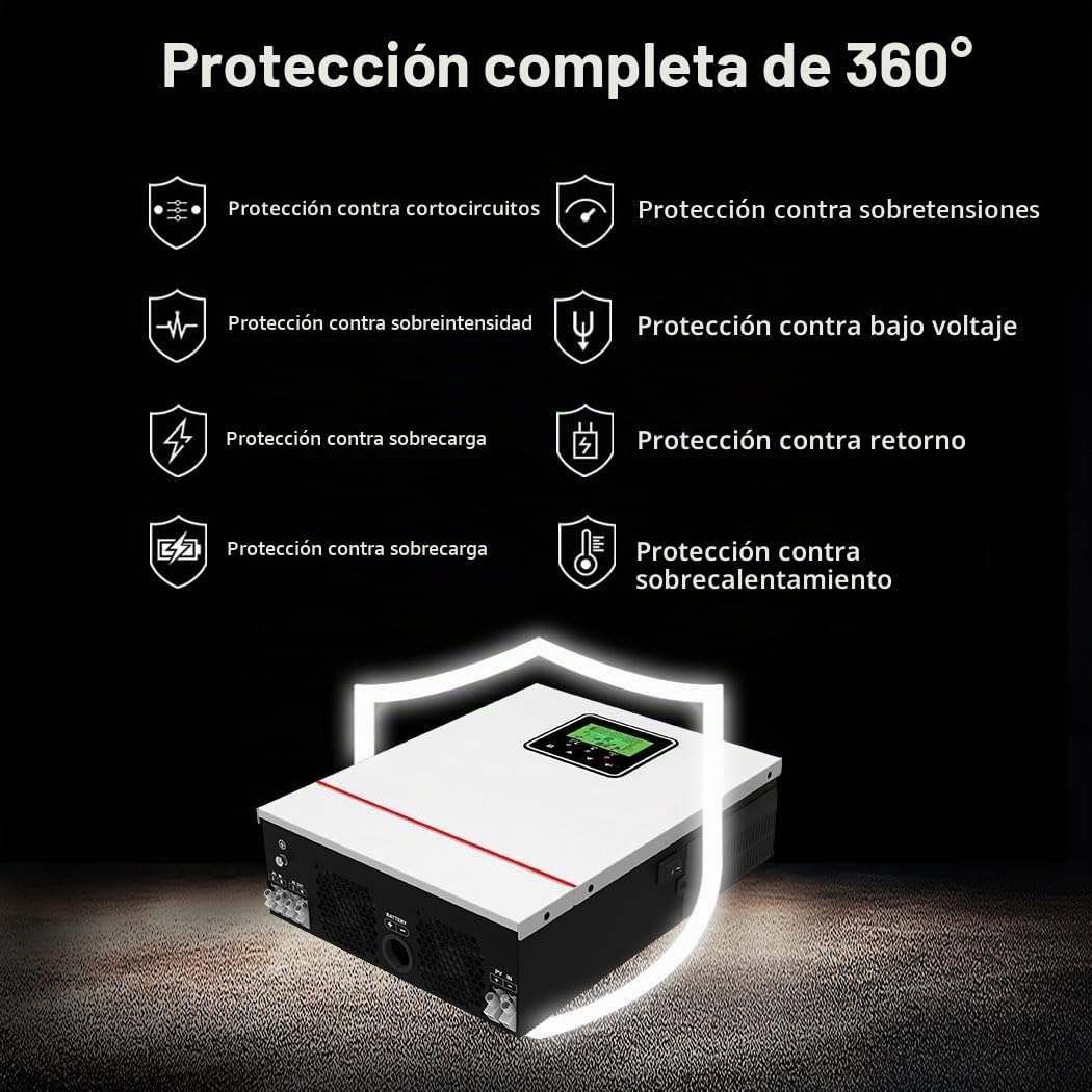 Y&H Inversor híbrido solar de 1000 W CC 12 V a CA 230 V, inversor de onda sinusoidal pura fuera de la red con cargador solar MPPT de 40 A máx. PV 600 W CC 150 V, apto para batería de plomo-ácido/litio