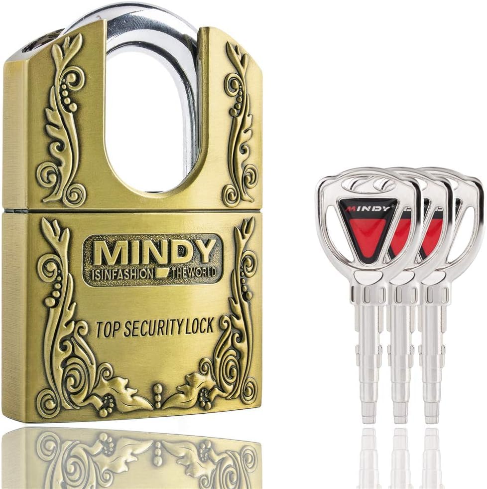 Image of Mindy 60mm Heavy-Duty Shrouded Padlock for Warehouse & Outdoor Security - Zinc Alloy Lock Body With Hardened Stainless Steel Shackle, 3 Keys, Weatherproof
