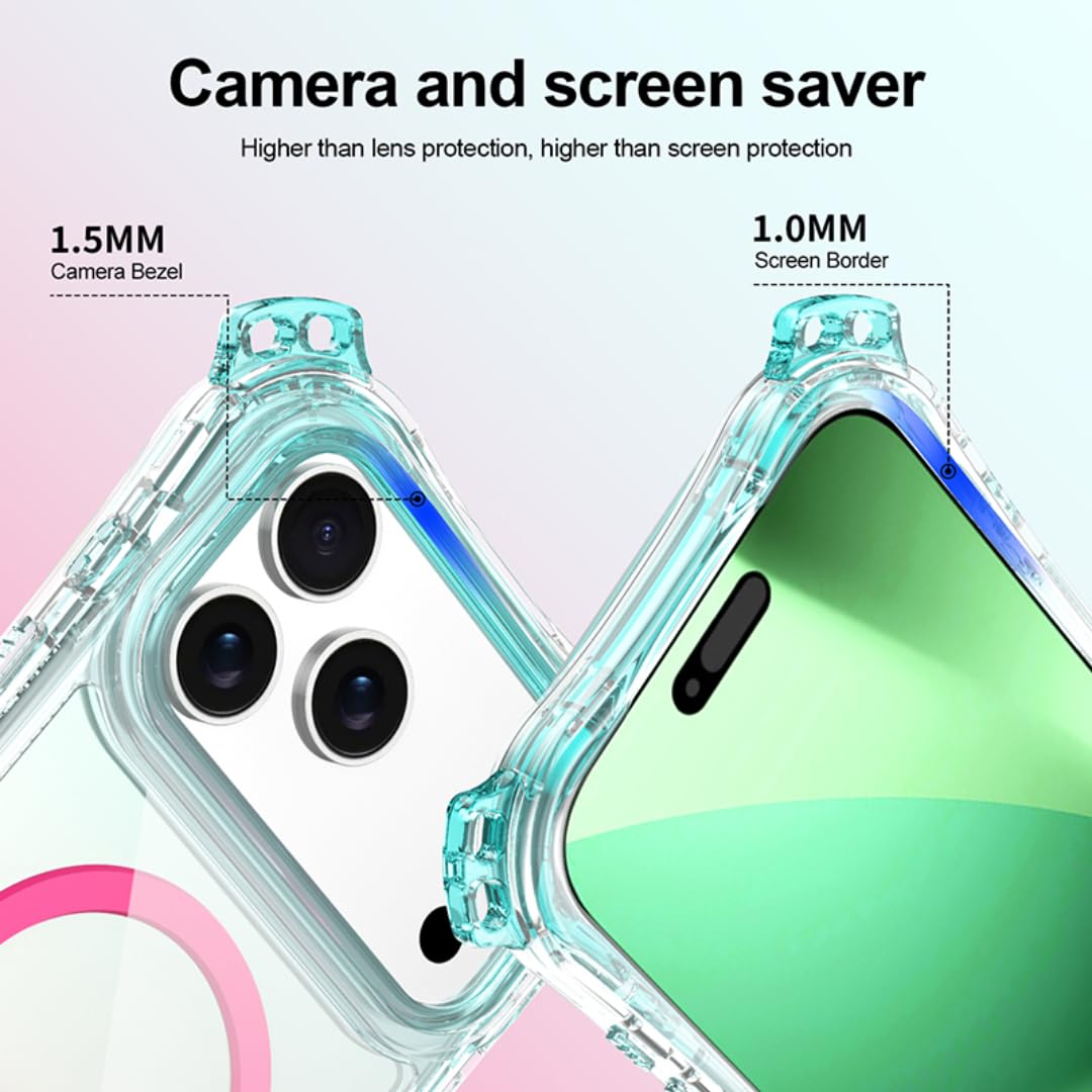3-in-1 Schutzhülle mit Vier-Ecken-Airbag, stoßfest, magnetisch, Farbverlauf (für iPhone 16 Plus/Hellblau-Lila)